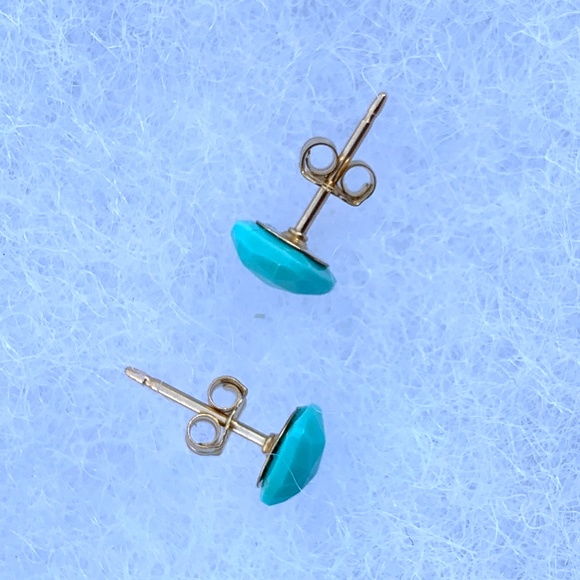 SOLID TURQUOISE Rose Cut Robin Egg & SS Earrings - Picture 3 of 3